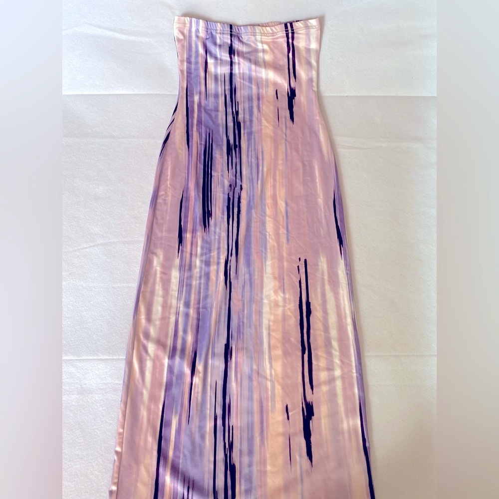 Strapless Purple and Pink Striped Maxi Sundress Size XS